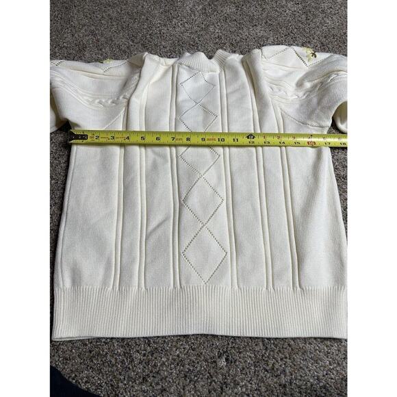 New! NOTES DU NORD Women’s Cream Cardigan Yellow Floral Sweater Size Small - Picture 6 of 6